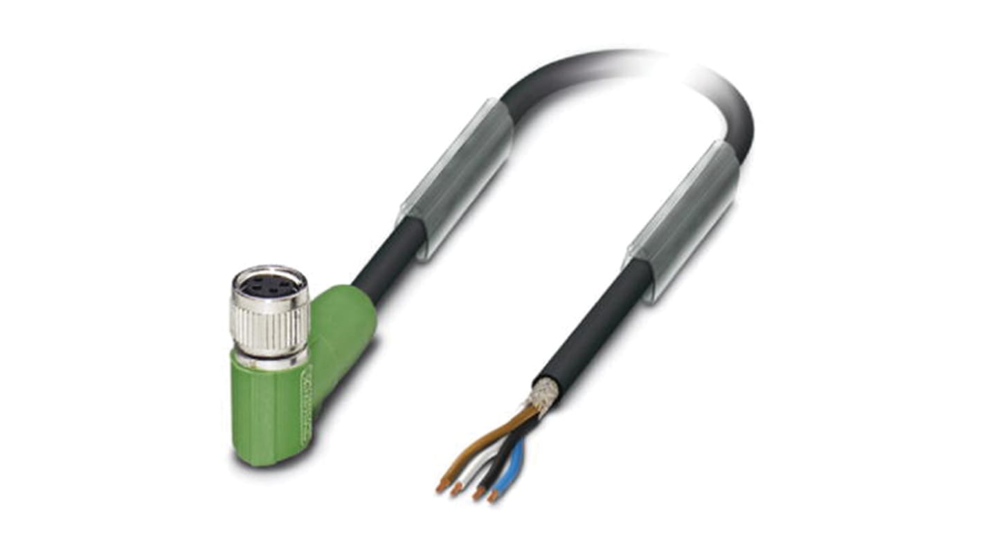 Phoenix Contact Right Angle Female 4 way M8 to Sensor Actuator Cable, 10m