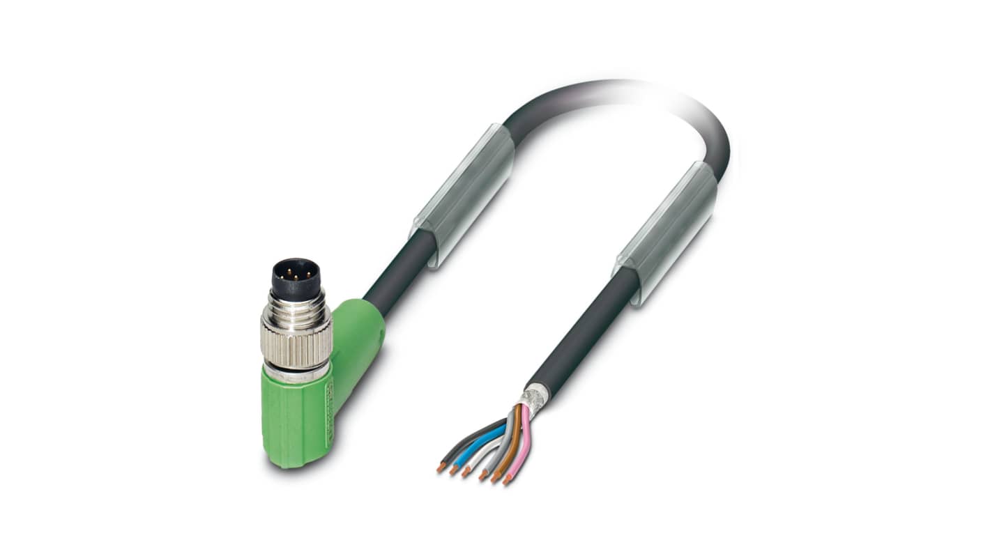 Phoenix Contact Right Angle Male 6 way M8 to Sensor Actuator Cable, 5m