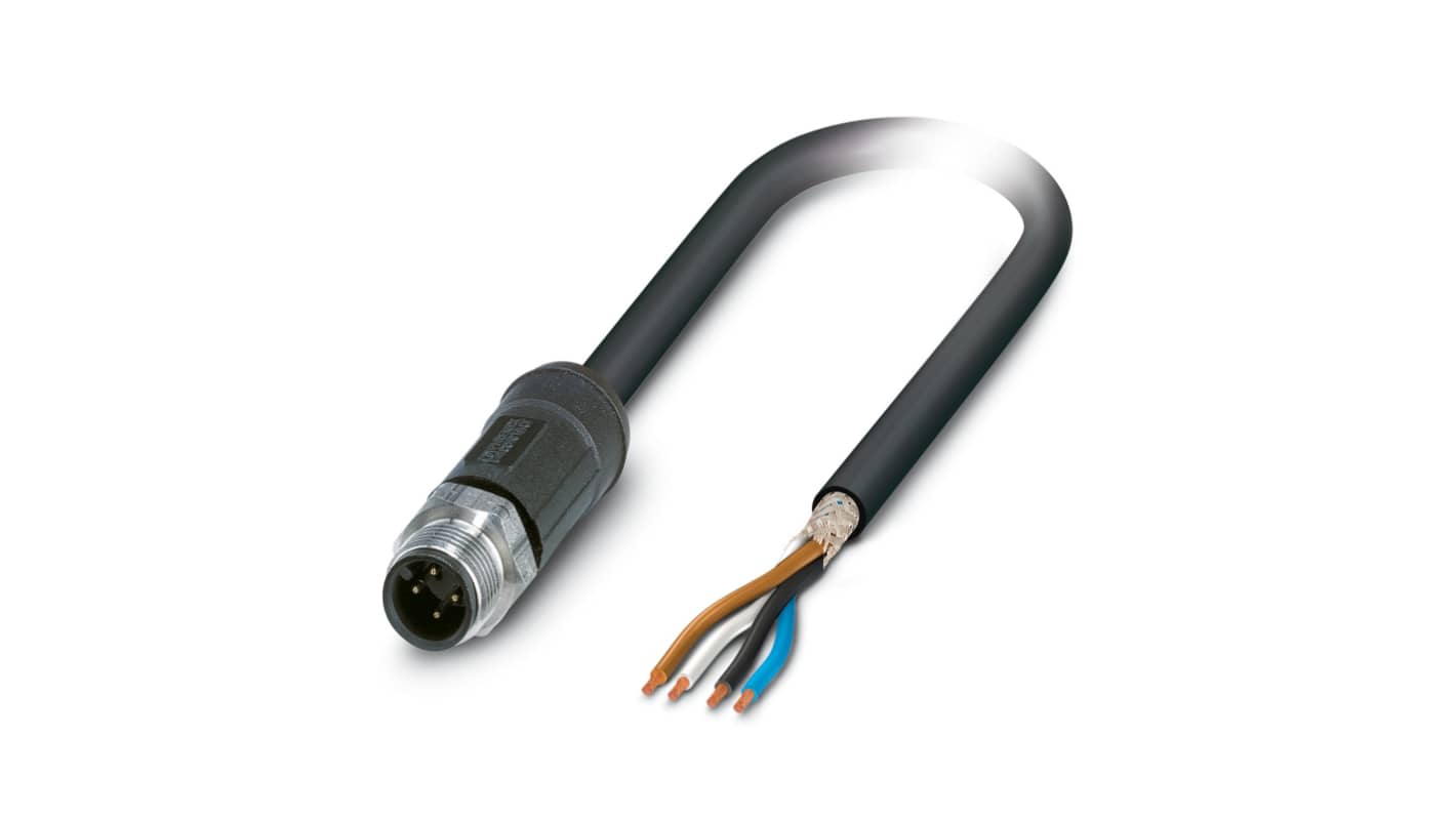 Cable de conexión Phoenix Contact, con. A M12 Macho, 4 polos, cod.: A, long. 5m, 250 V, 4 A, IP65, IP67, IP68, IP69K