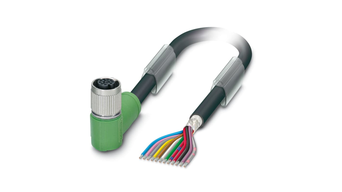 Phoenix Contact Right Angle Female 12 way M12 to Sensor Actuator Cable, 5m