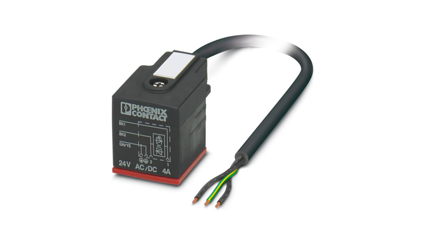 Phoenix Contact Straight Male 3 way DIN 43650 Form A to Unterminated Sensor Actuator Cable, 10m