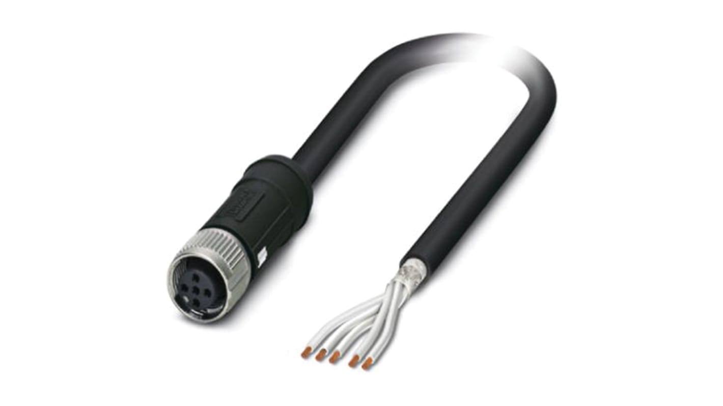 Cable de conexión Phoenix Contact, con. A M12 Hembra, 5 polos, con. B Sin terminación, cod.: A, long. 10m, 60 V, 4 A,