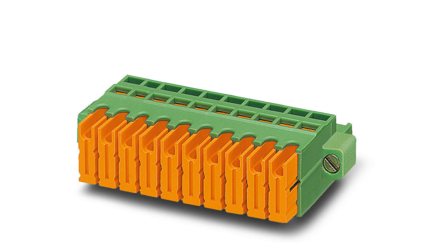 Phoenix Contact, 5.08mm Pitch, QC 1/ 3-STF-5.08, 3 Way, Pluggable Terminal Block, Plug, Screw Termination, 1883365