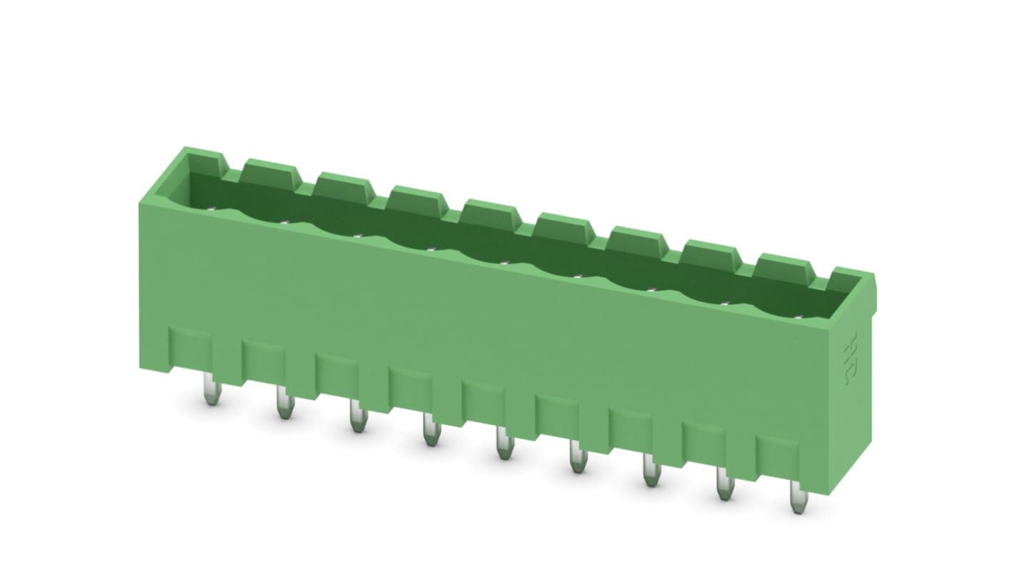 Phoenix Contact, 5.0mm Pitch, MSTBVA 2.5 HC/ 9-G, 9 Way, Pluggable Terminal Block, Header, Solder Termination, 1924266