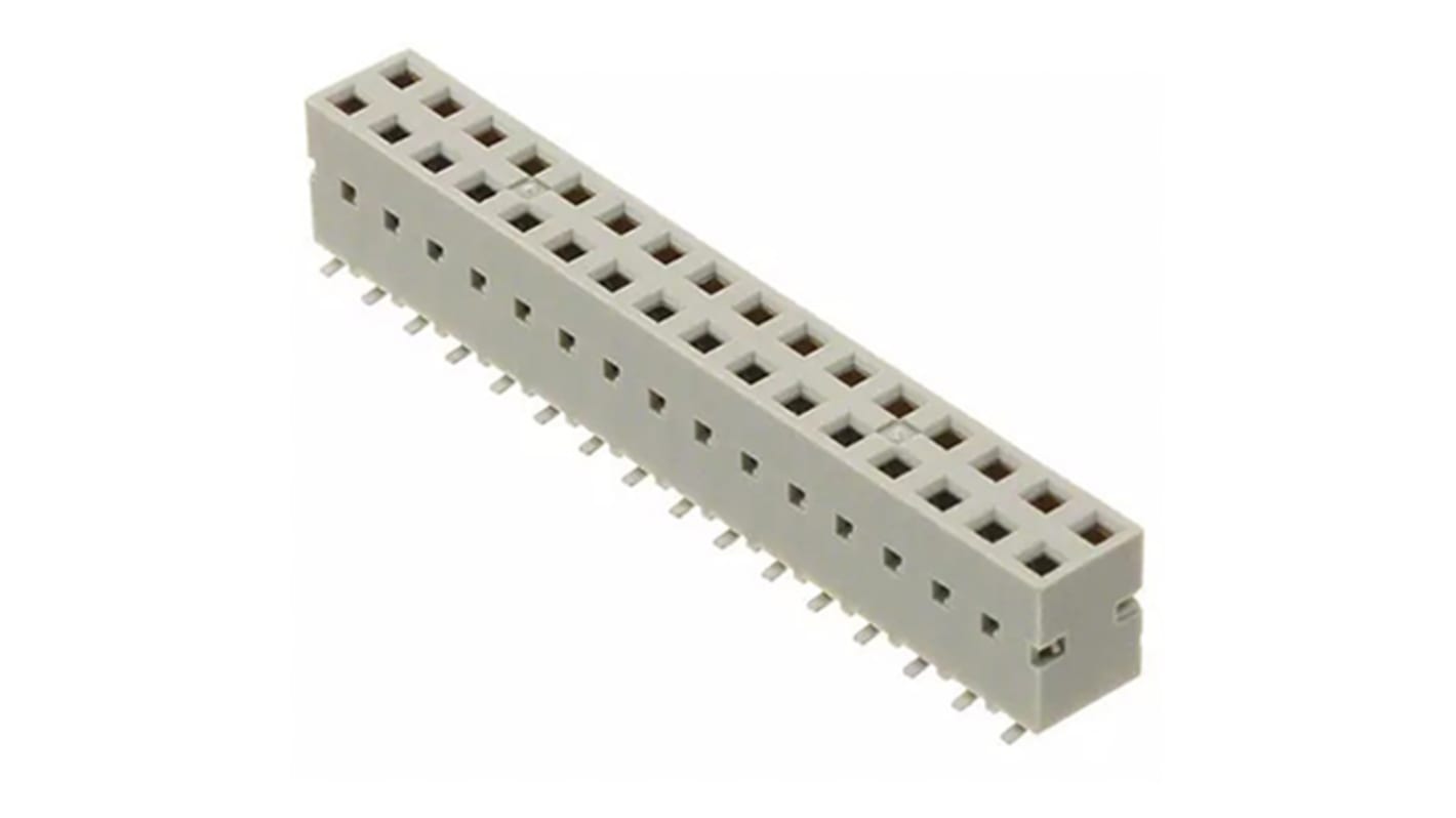 Amphenol FCI Female Edge Connector, Surface Mount, 26-Contacts, 2.54mm Pitch, 2-Row, Solder Termination