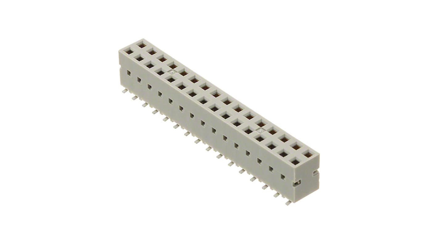 Amphenol FCI Female Edge Connector, Surface Mount, 32-Contacts, 2.54mm Pitch, 2-Row, Solder Termination