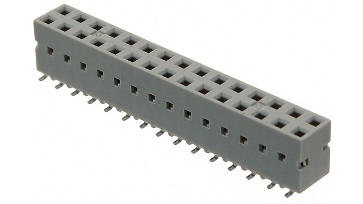 Amphenol FCI Female Edge Connector, Surface Mount, 30-Contacts, 2.54mm Pitch, 2-Row, Solder Termination