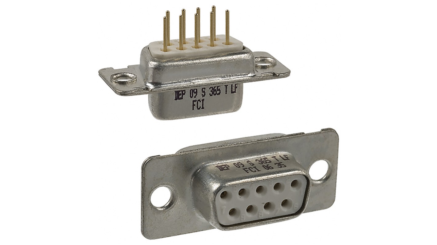 Amphenol FCI DP 9 Way Through Hole D-sub Connector Socket, 2.84mm Pitch