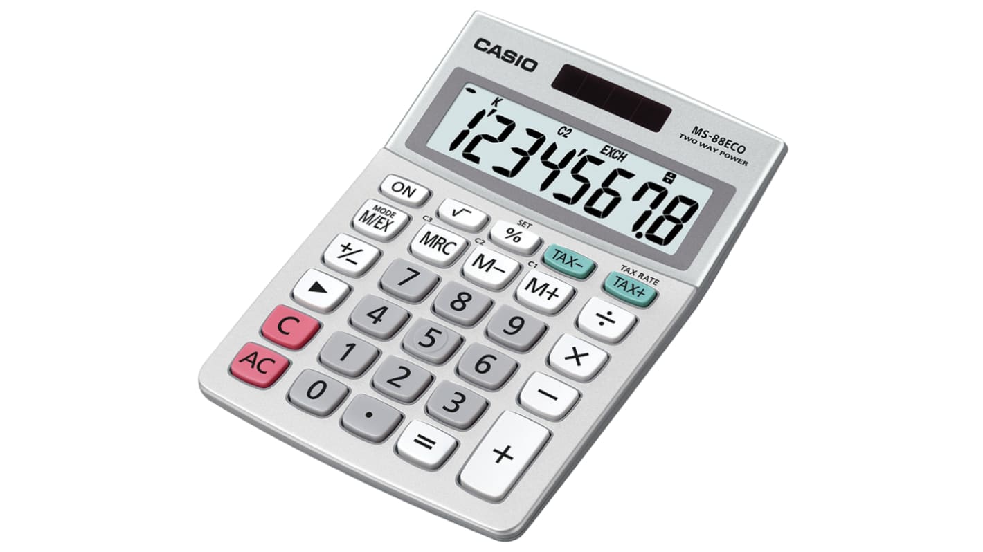 Casio MS-88ECO Battery & Solar Powered Desktop Calculator