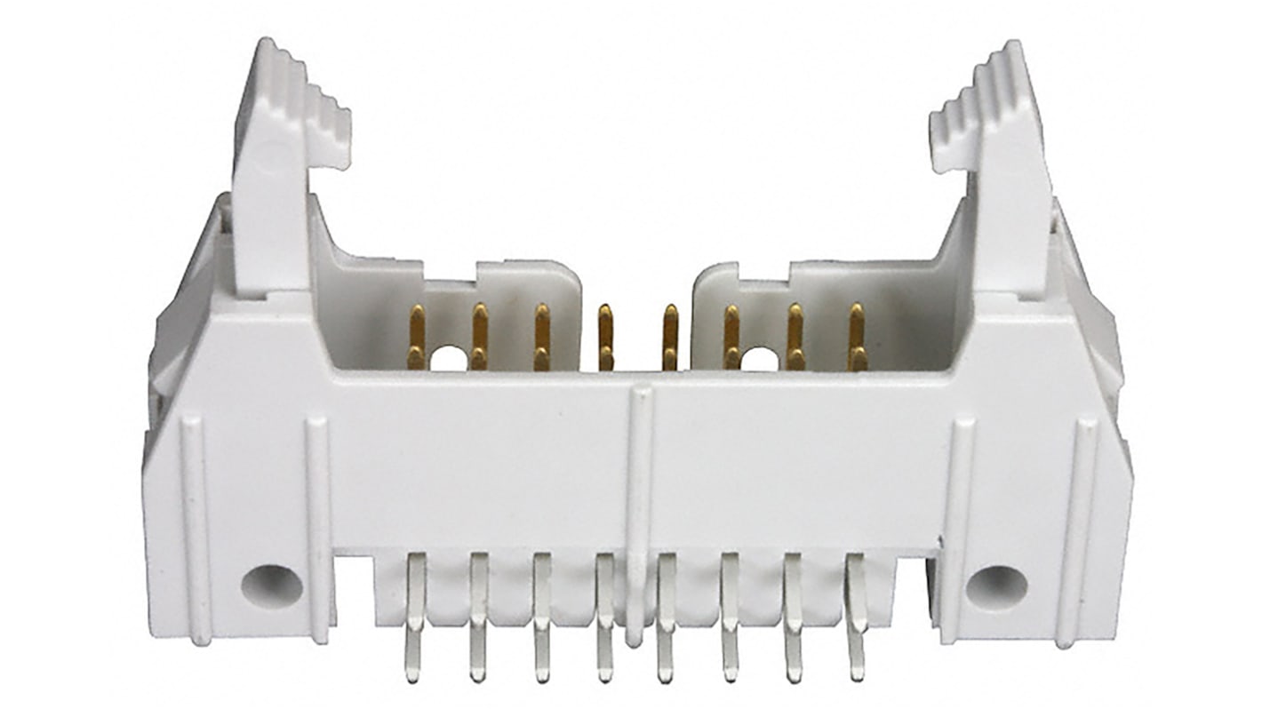 Amphenol FCI Quickie Series Right Angle Through Hole PCB Header, 16 Contact(s), 2.54mm Pitch, 2 Row(s), Shrouded