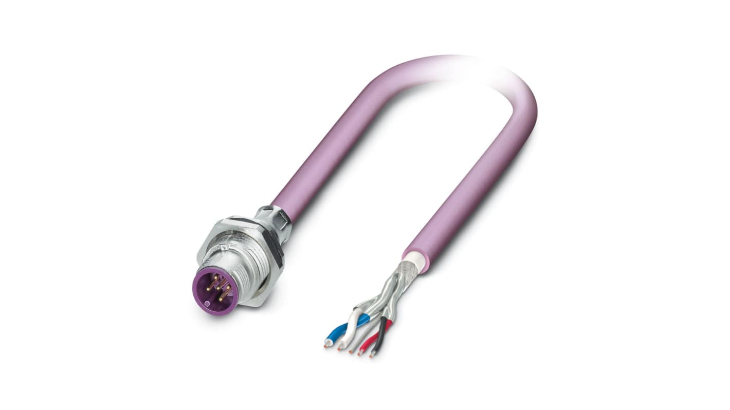Phoenix Contact Male 5 way M12 to Bus Cable, 1m