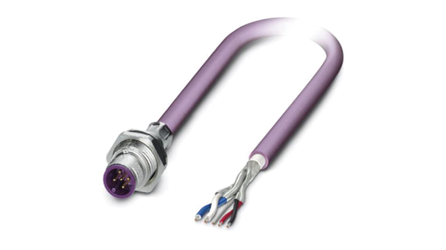 Phoenix Contact Female 5 way M12 to Bus Cable, 2m