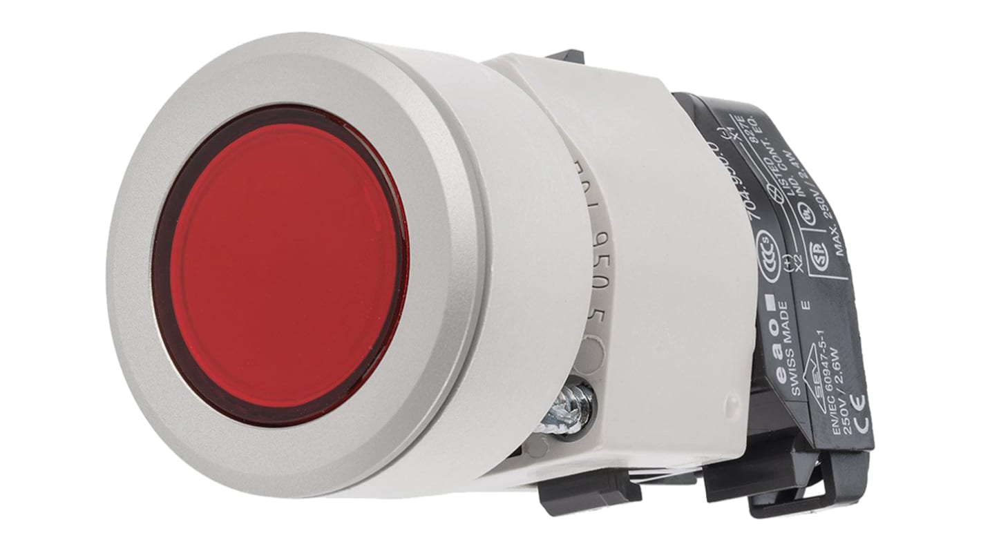 704.032.218 EAO 704 Series Red Illuminated Momentary Push Button Head 30.5mm Cutout IP65 RS