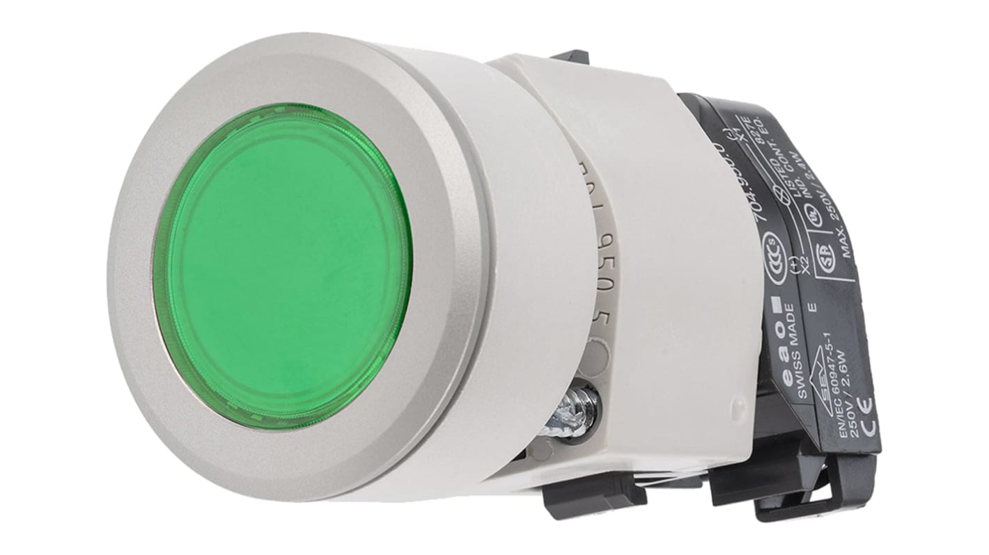 Attuatore pulsante tipo Instabile 704.032.518 EAO serie 04, Verde