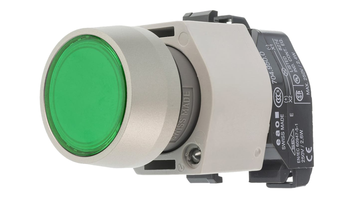 EAO Green Momentary Push Button Head, IP65