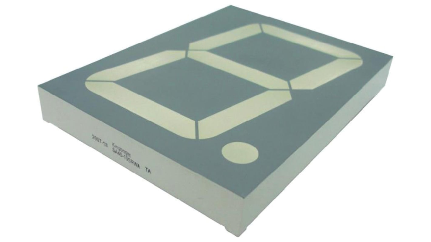 SA40-18CGKWA Kingbright 7-Segment LED Display, CA Green 100 mcd RH DP 101mm