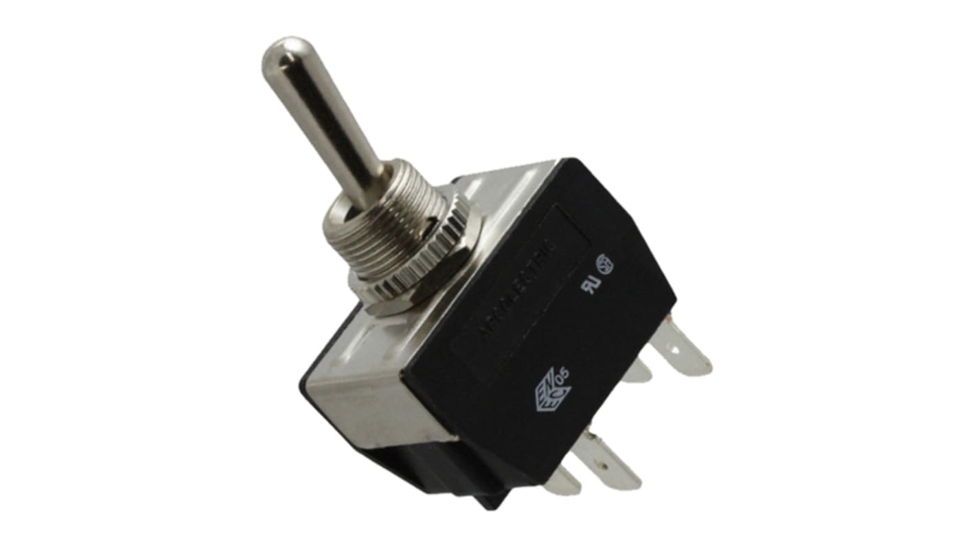 Arcolectric (Bulgin) Ltd Toggle Switch, Panel Mount, On-On, DPDT, Tab Terminal, 250V ac