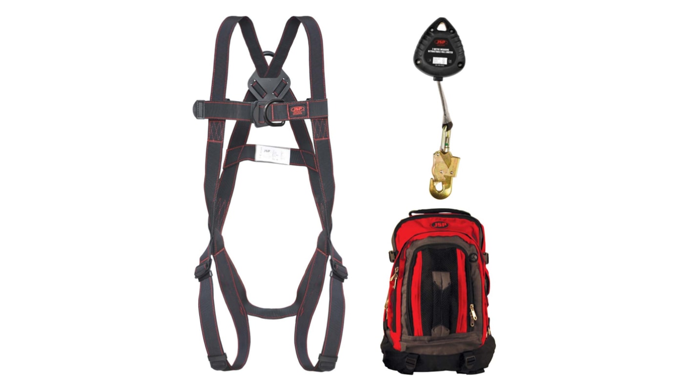 JSP Fall Arrest Kit with Harness, Retractable Fall Limiter, Rucksack