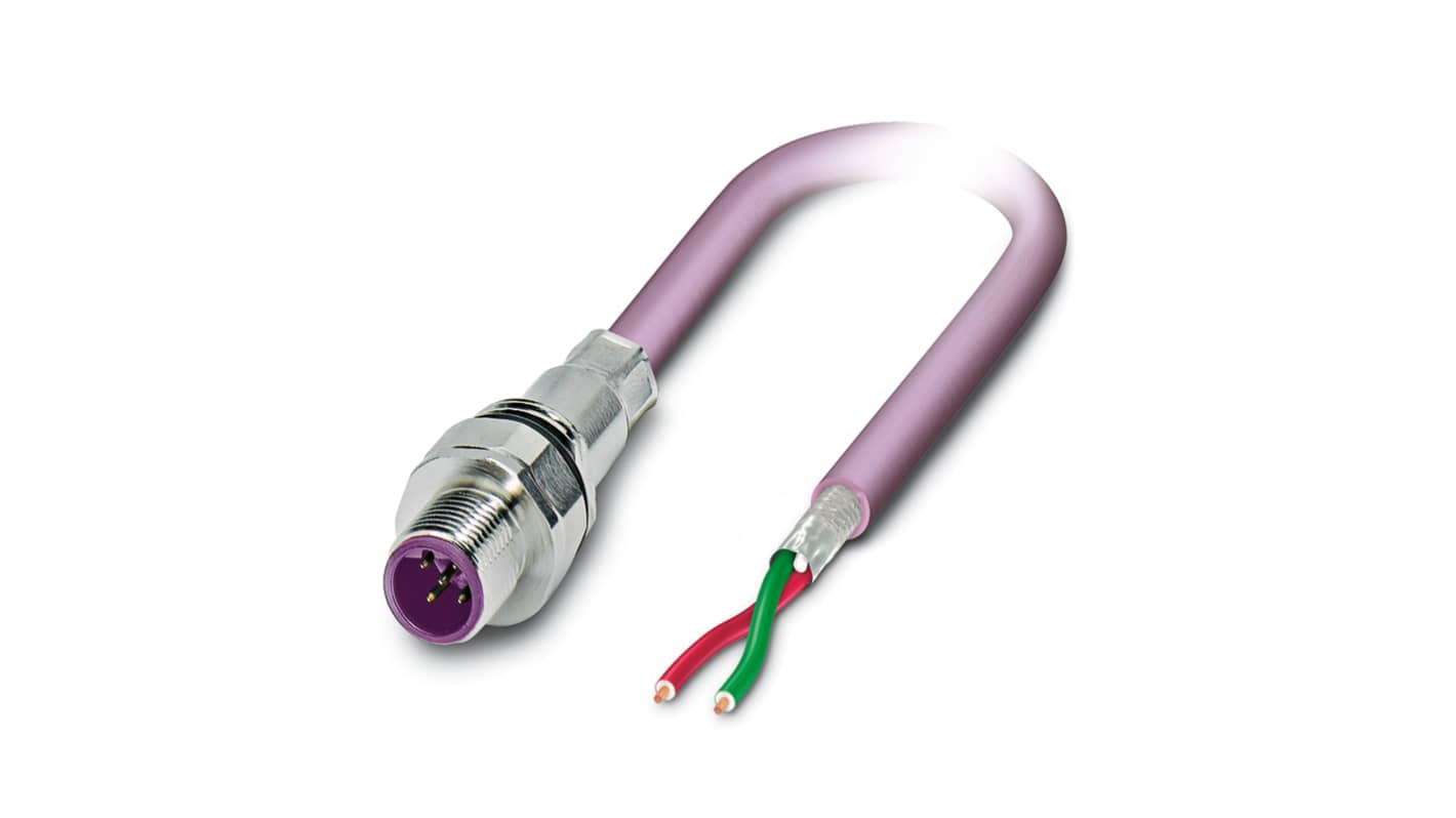 Phoenix Contact Male 2 way M12 to 2 way Unterminated Bus Cable, 500mm