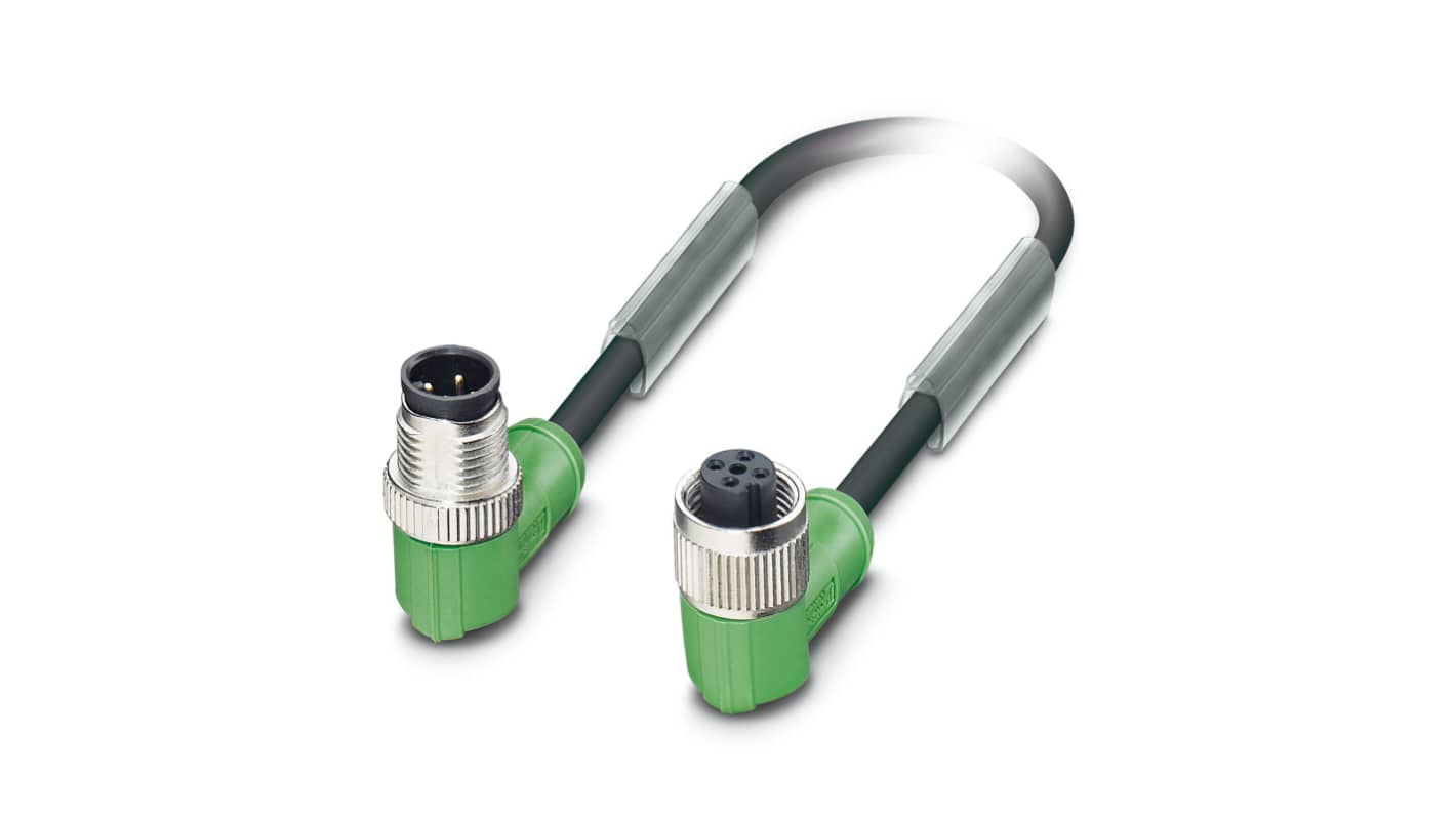 Phoenix Contact Male 3 way M12 to Female 3 way M12 Sensor Actuator Cable, 1.5m