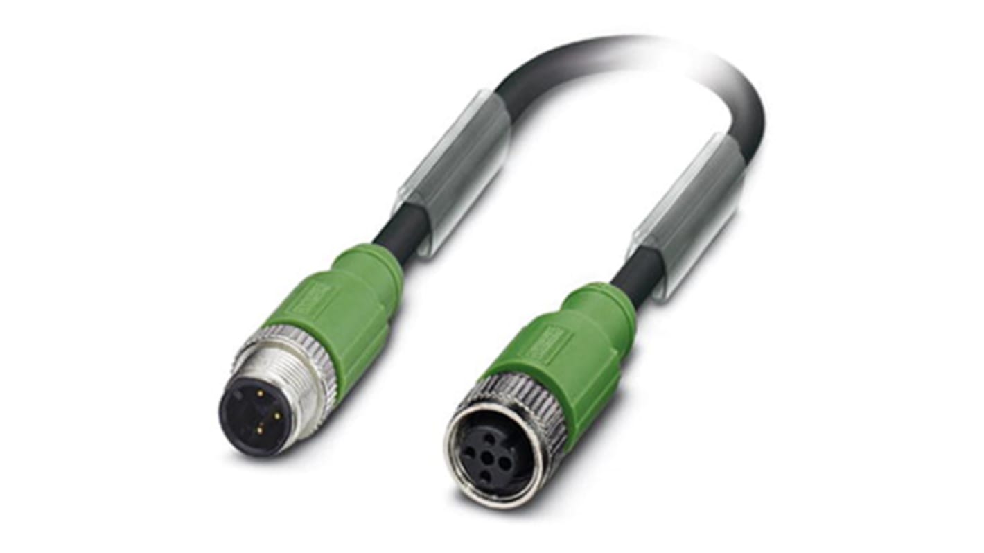 Phoenix Contact Male 3 way M12 to Female 3 way M12 Sensor Actuator Cable, 600mm