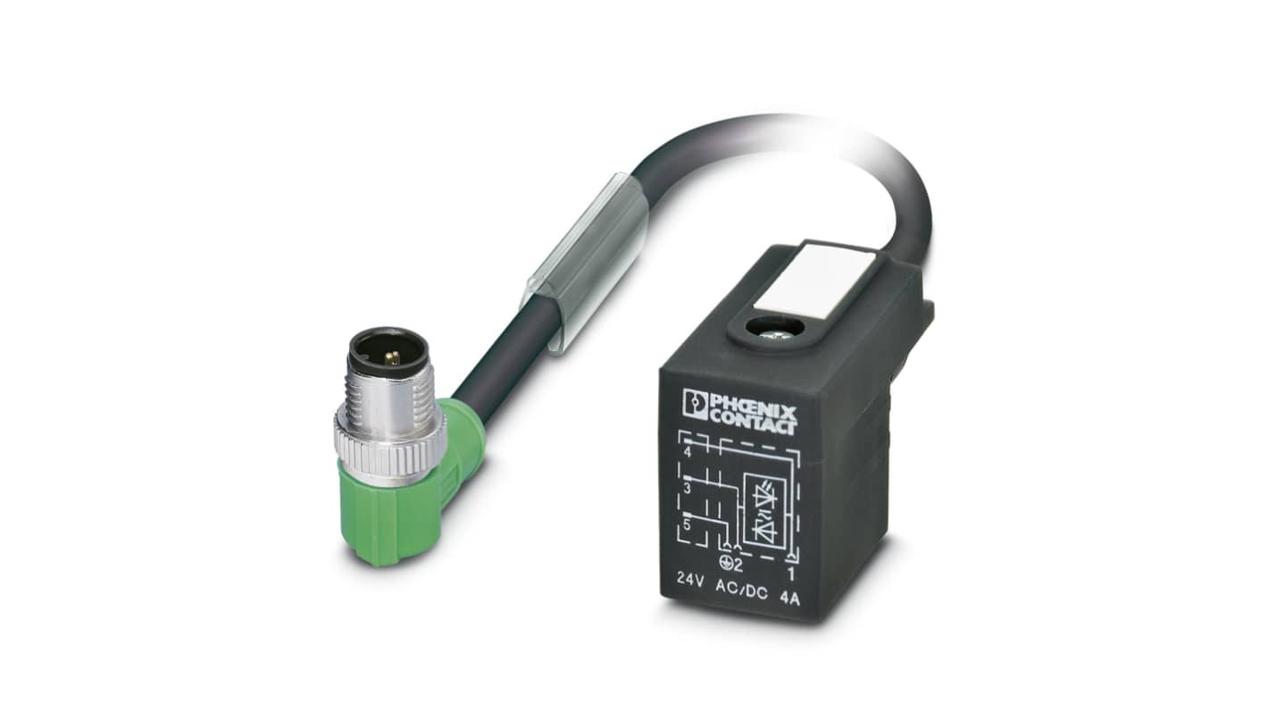 Phoenix Contact Male 3 way M12 to 3 way DIN 43650 Form BI Sensor Actuator Cable, 1.5m