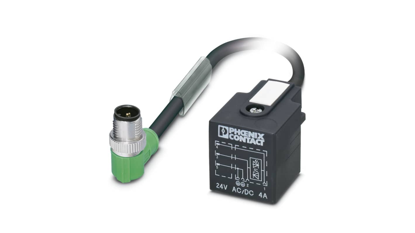Phoenix Contact Male 3 way M12 to 3 way DIN 43650 Form A Sensor Actuator Cable, 1.5m
