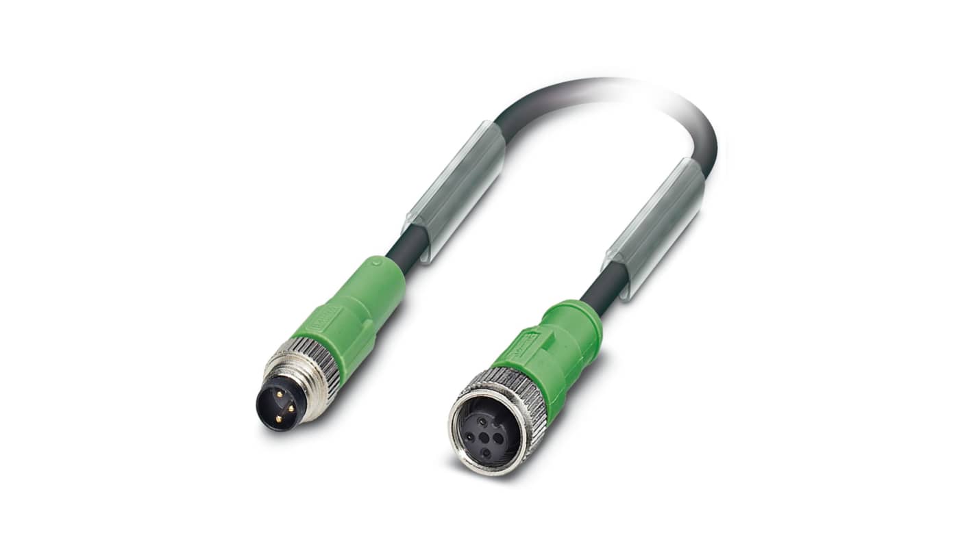 Phoenix Contact Straight Male 3 way M8 to Straight Female 3 way M12 Sensor Actuator Cable, 3m