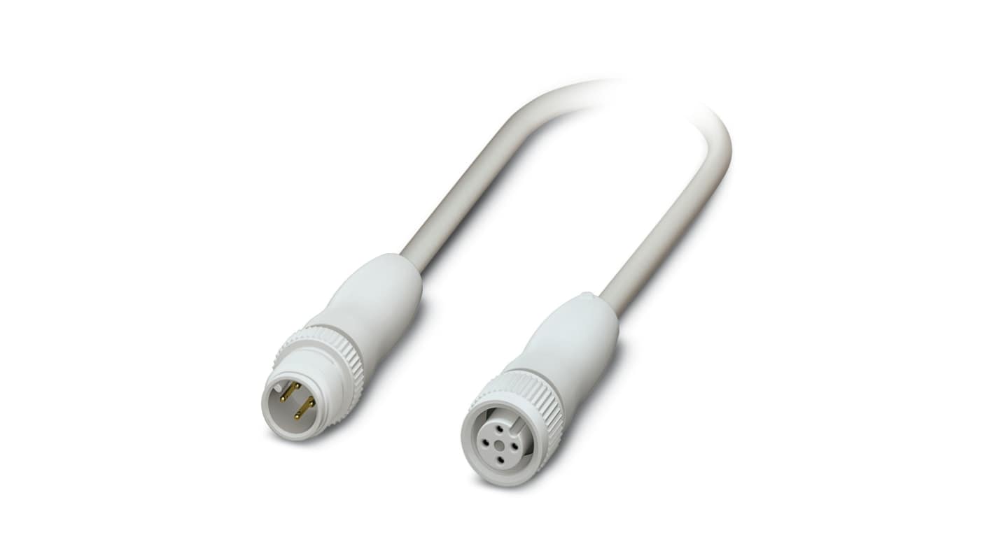 Phoenix Contact Straight Female 4 way M12 to Straight Male 4 way M12 Sensor Actuator Cable, 600mm