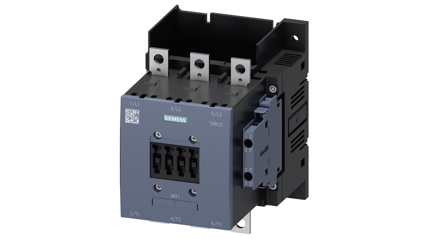 Contattore Siemens, serie 3RT1, 3 poli, 3 NA, 150 A, 75 kW, bobina 220 → 240 V CA/CC