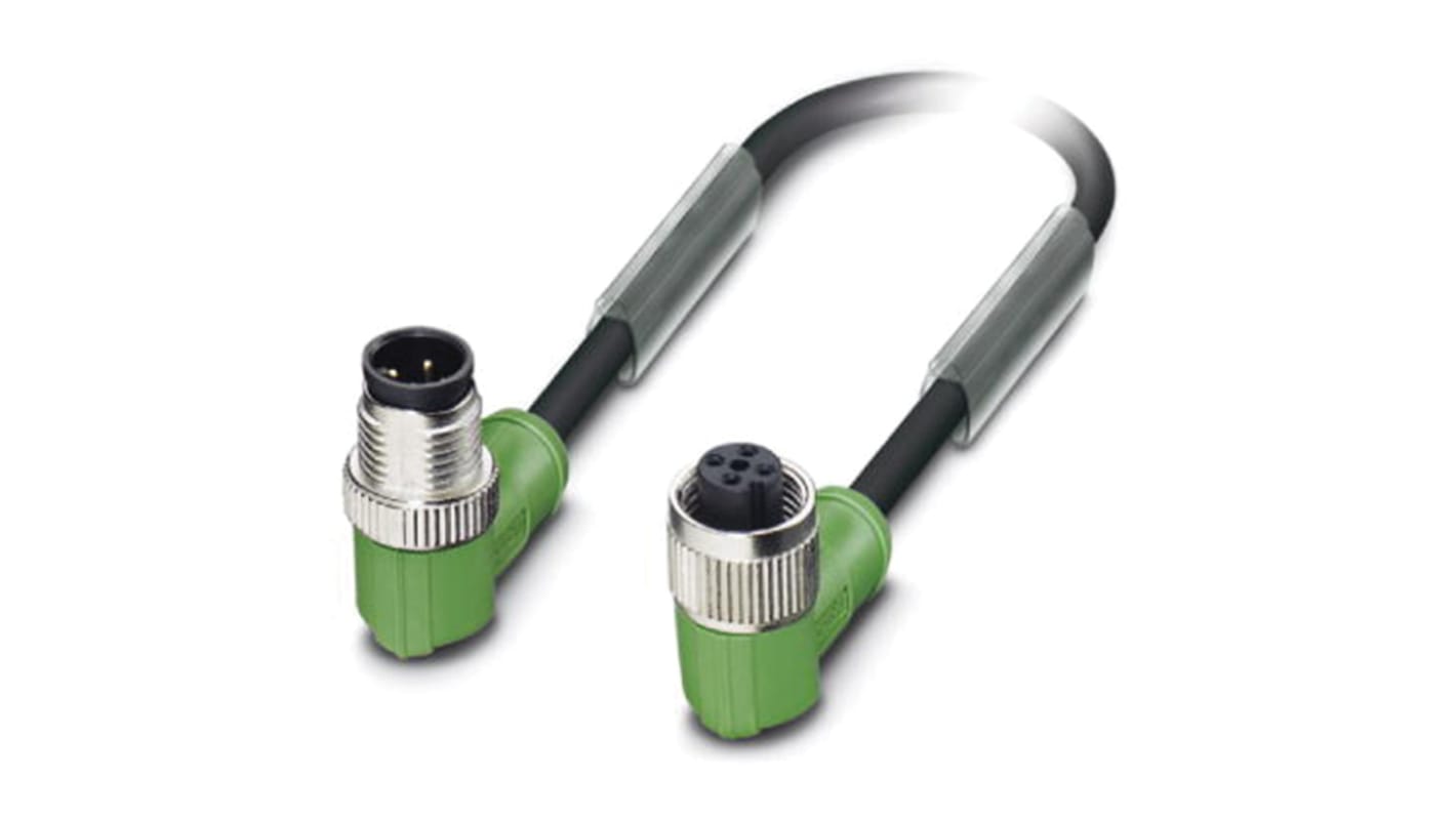Phoenix Contact Male 3 way M12 to Female 3 way M12 Sensor Actuator Cable, 600mm