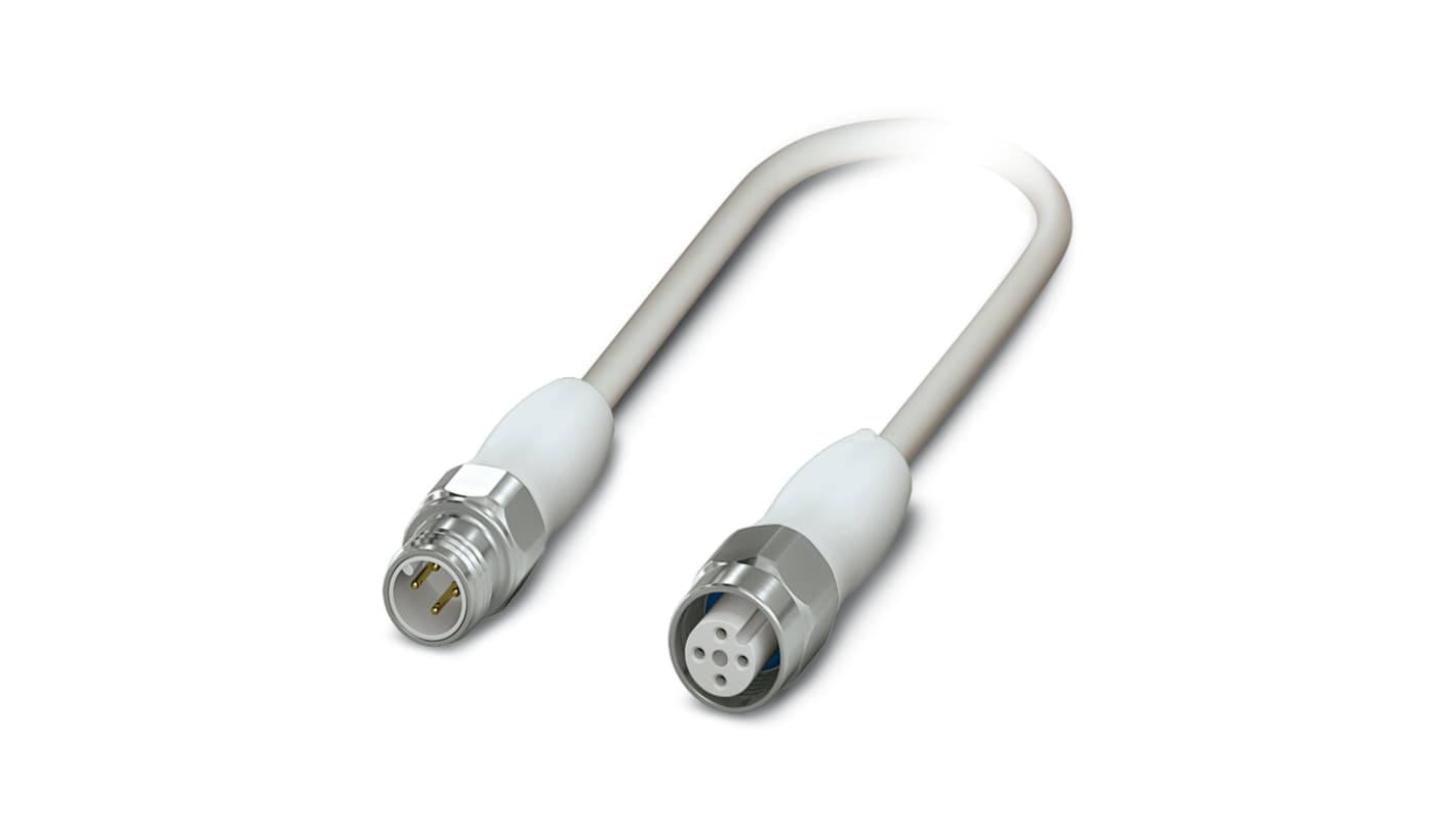 Phoenix Contact Male 4 way M12 to Female 4 way M12 Sensor Actuator Cable, 600mm