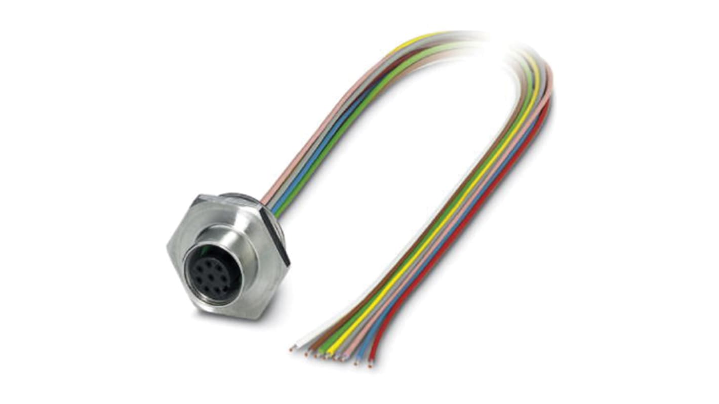 Phoenix Contact Female 8 way M12 to Sensor Actuator Cable, 500mm