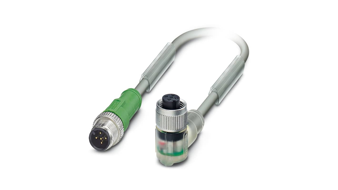 Phoenix Contact Male 5 way M12 to Female 5 way M12 Sensor Actuator Cable, 600mm
