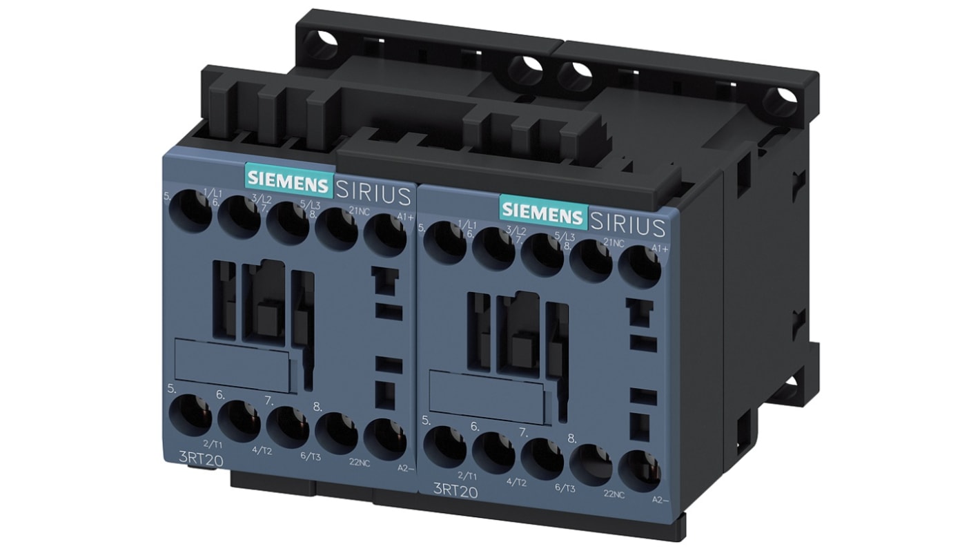 Siemens SIRIUS Innovation 3RA Reversing Contactor, 24 V dc Coil, 3-Pole, 7 A, 3 kW, 3NO, 400 V ac