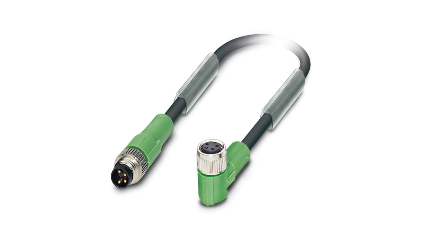 Phoenix Contact Male 4 way M8 to Female 4 way M8 Sensor Actuator Cable, 1.5m