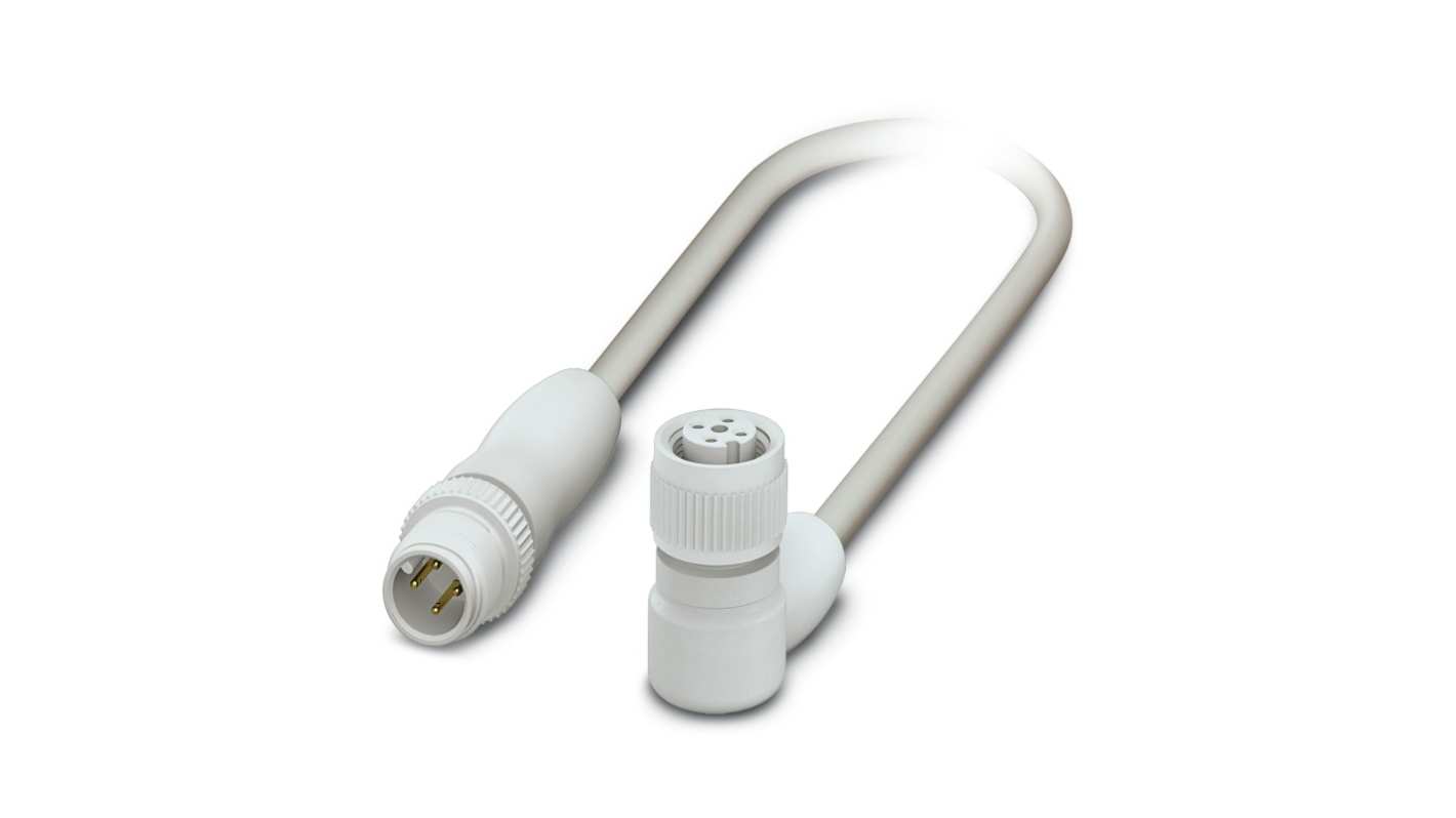Phoenix Contact Male 4 way M12 to Female 4 way M12 Sensor Actuator Cable, 1.5m