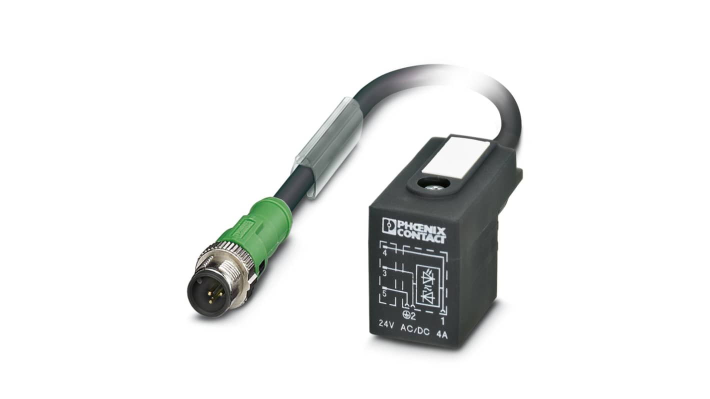 Phoenix Contact Male 3 way M12 to DIN 43650 Form B Sensor Actuator Cable, 600mm
