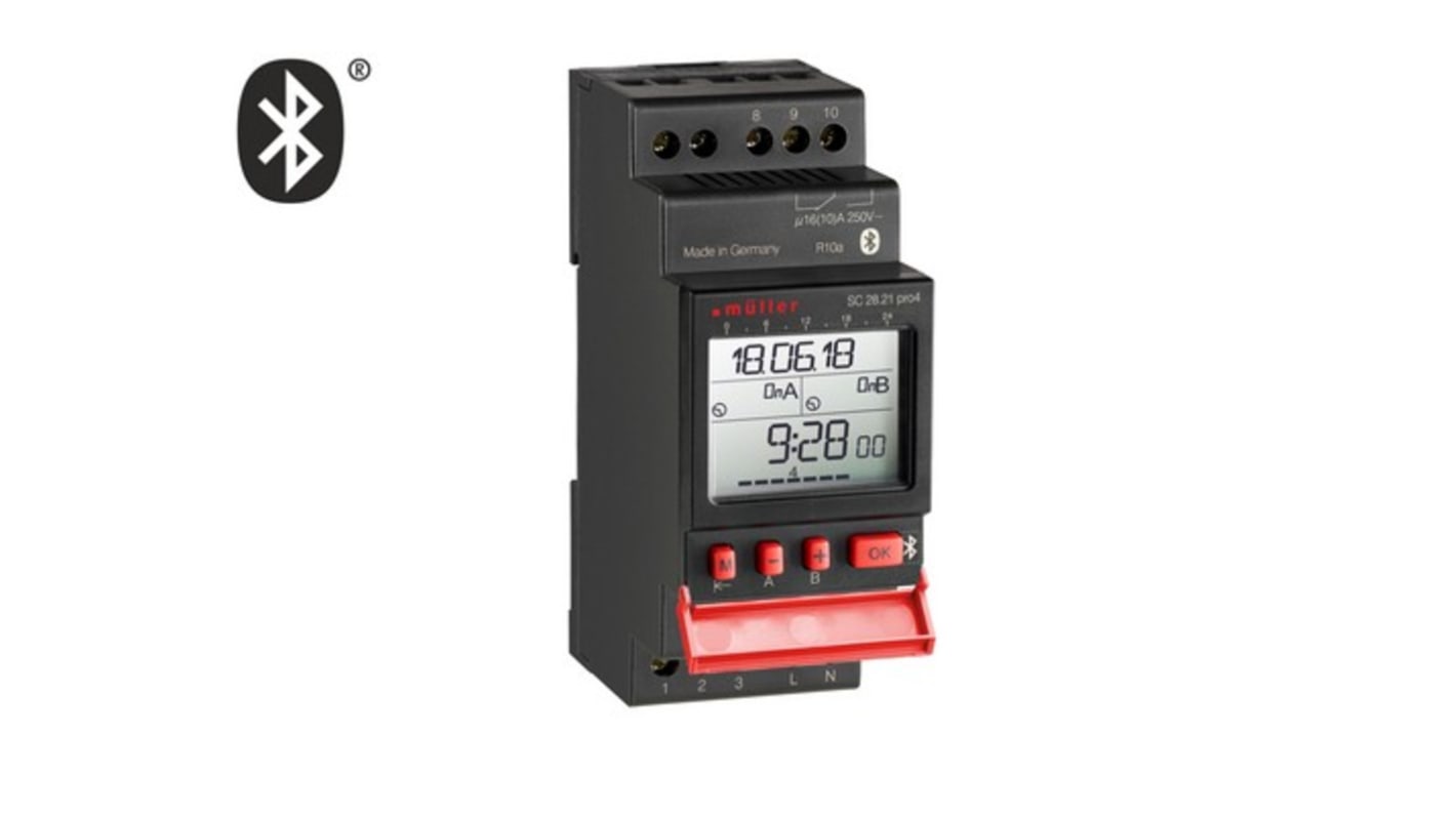 Muller Digital DIN-Schienen-Zeitschaltuhr, Sekunden, 12 V, 2-Kanal, 46 Speicherplätze