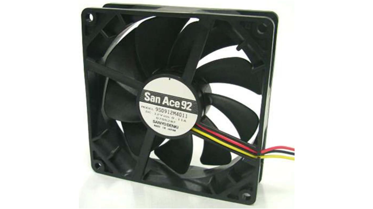 Sanyo Denki San Ace 9S Series Axial Fan, 24 V dc, DC Operation, 76m³/h, 2.16W, 90mA Max, 92 x 92 x 25mm