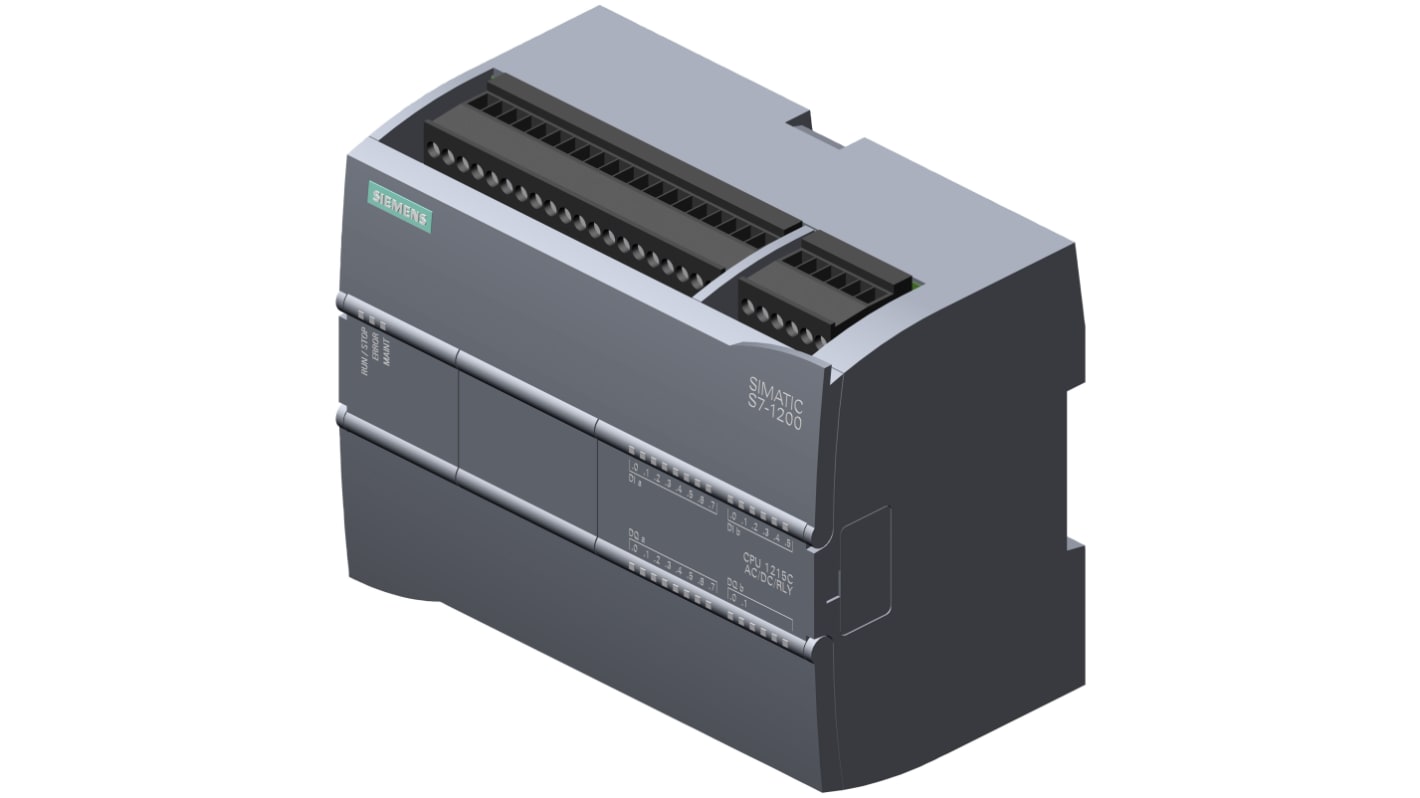 Rs-Online CPU PLC Siemens SIMATIC S7-1200 ingressi: 14 (digitale 2 interruttori come analogico) uscite: 10 (uscita digitale