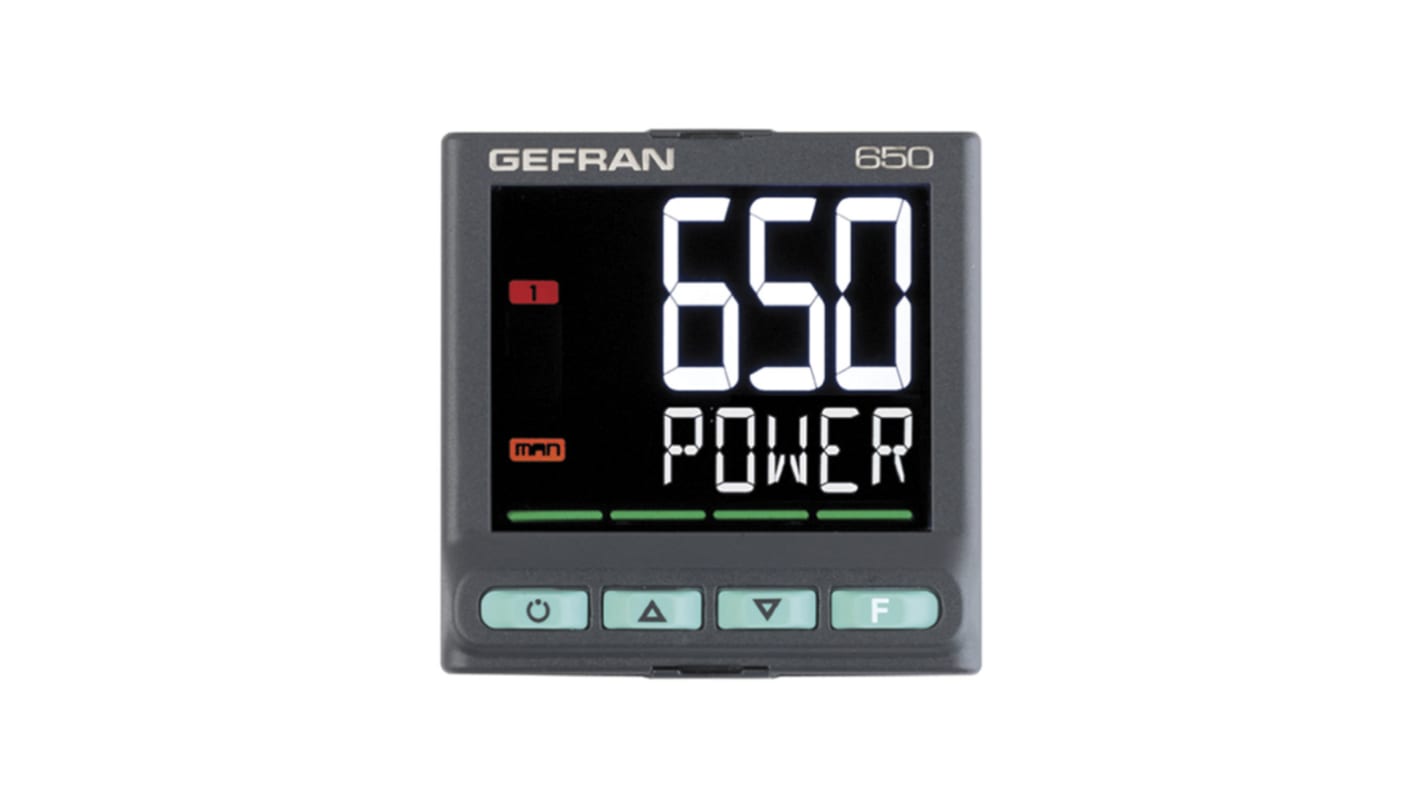 Gefran 650 PID Temperature Controller, 48 x 48mm, 2 Output Relay, 20 → 27 V ac/dc Supply Voltage