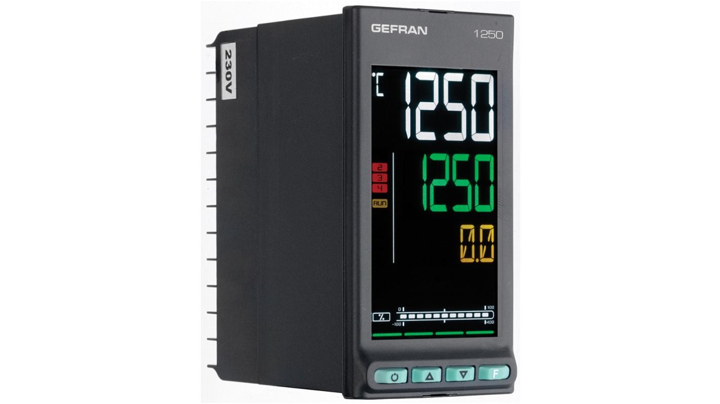 Gefran 1250 PID Temperature Controller, 48 x 96mm, 2 Output Logic, Relay, 100 → 240 V ac Supply Voltage