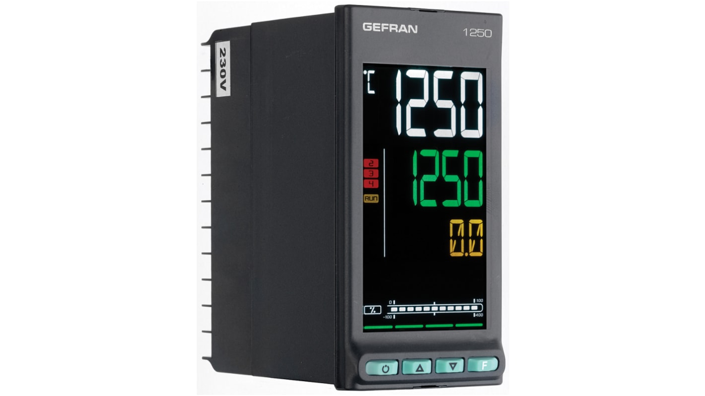 Gefran 1250 PID Temperature Controller, 48 x 96mm, 3 Output Logic, Relay, 100 → 240 V ac Supply Voltage