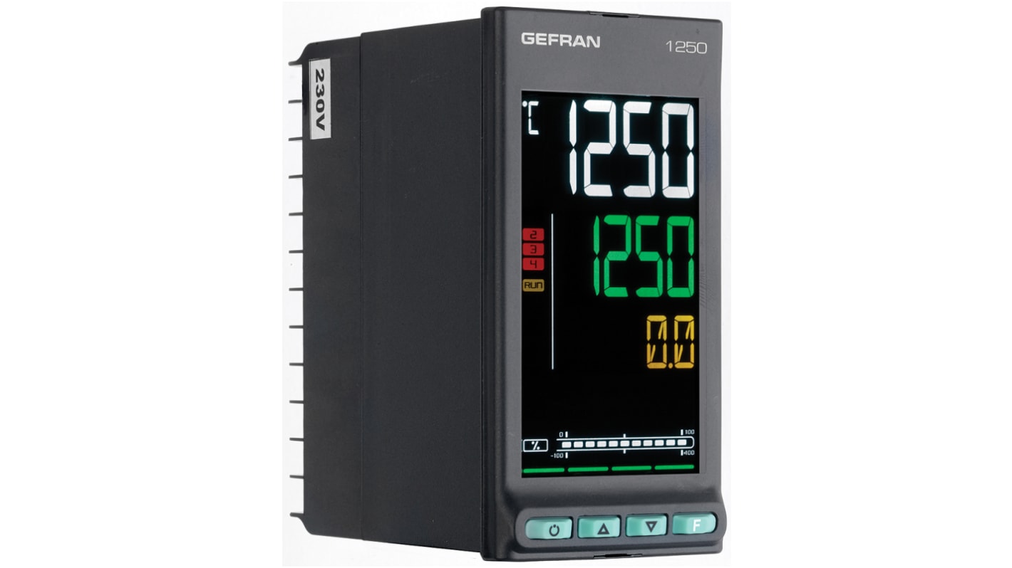 Gefran 1250 PID Temperature Controller, 48 x 96mm, 3 Output Logic, Relay, 100 → 240 V ac Supply Voltage