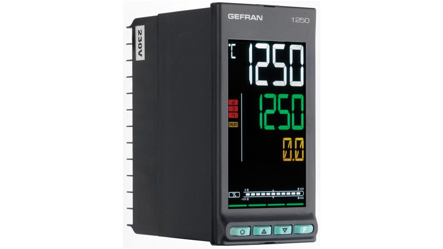 Gefran 1250 PID Temperature Controller, 48 x 96mm, 2 Output Logic, Relay, 20 → 27 V ac/dc Supply Voltage