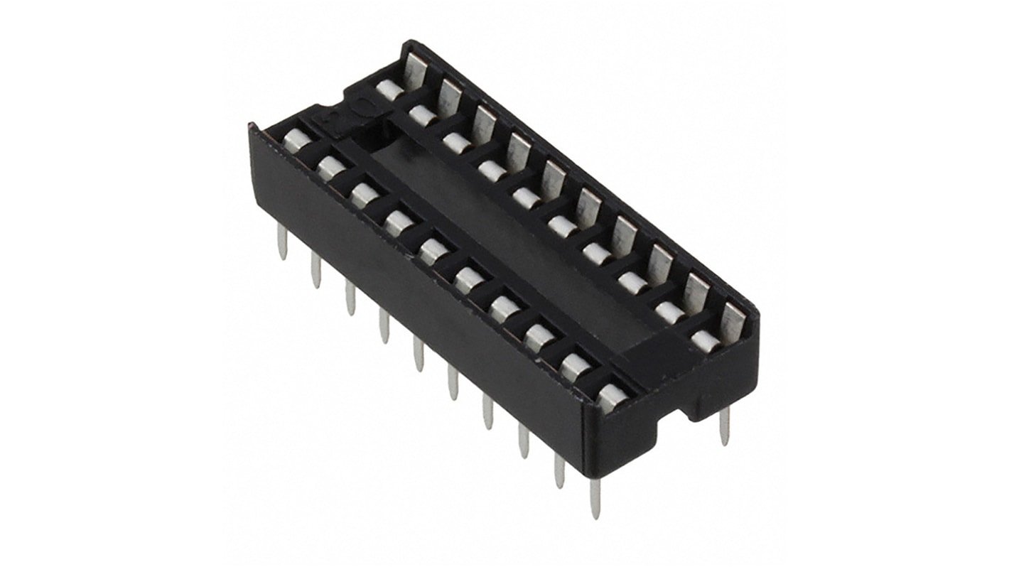 Amphenol ICC 2.54mm Pitch Straight 20 Way, Through Hole Stamped Pin Open Frame IC Dip Socket, 1A