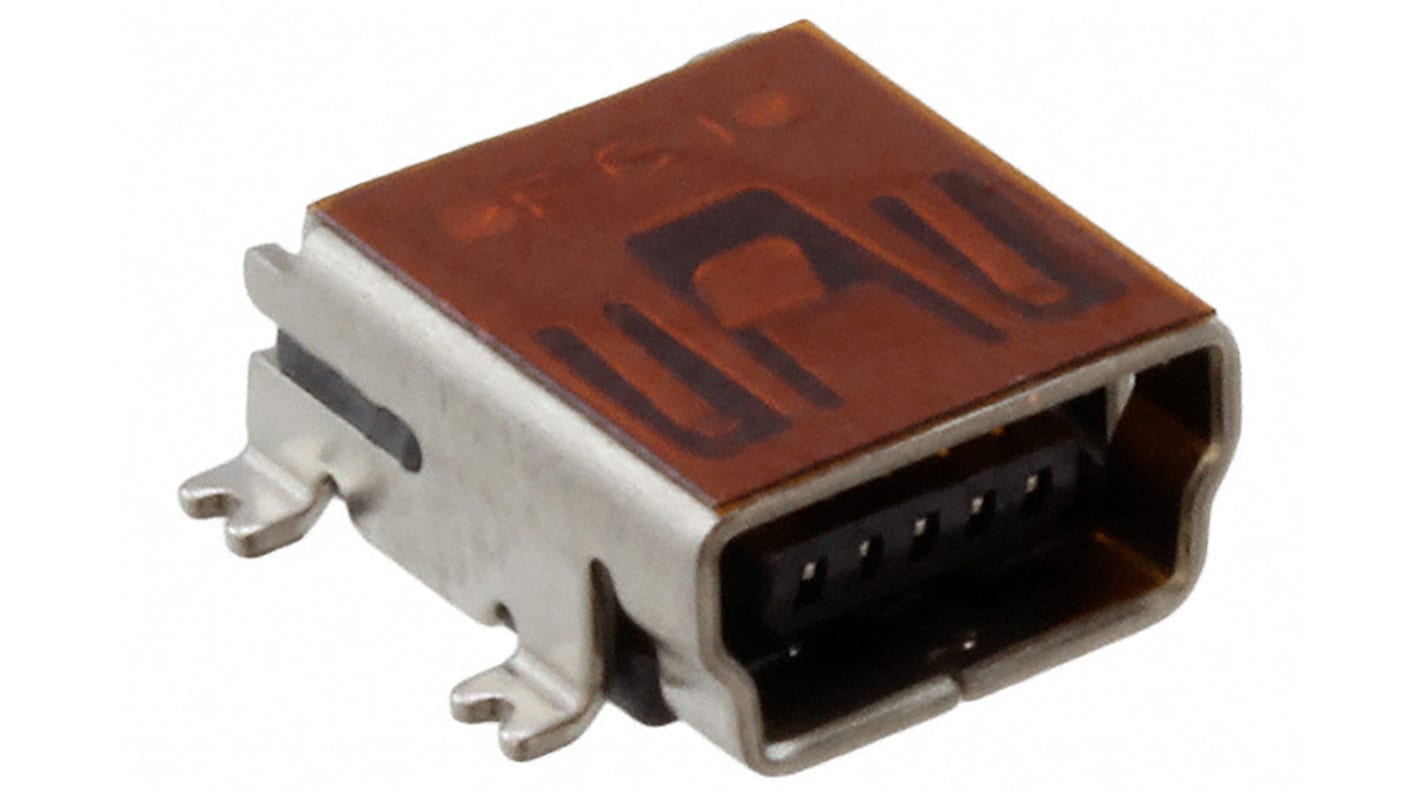 Amphenol Communications Solutions Right Angle, SMT, Socket- Single Port Type B 2.0 USB Connector