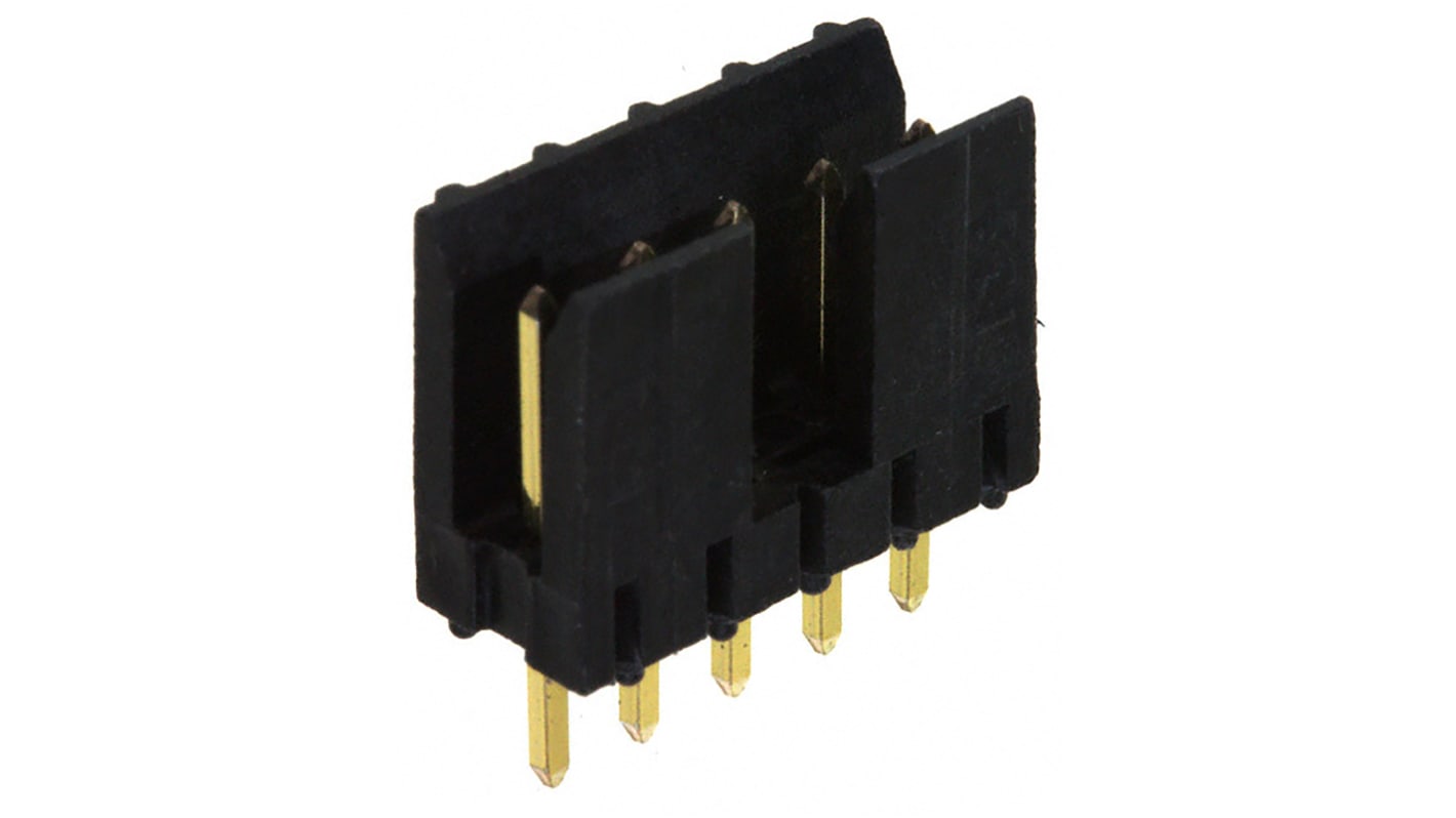 Amphenol ICC DUBOX Series Straight Through Hole PCB Header, 5 Contact(s), 2.54mm Pitch, 1 Row(s), Shrouded