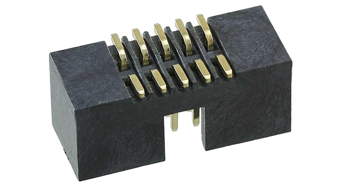 Amphenol FCI Minitek127 Series Straight Surface Mount PCB Header, 10 Contact(s), 1.27mm Pitch, 2 Row(s), Shrouded